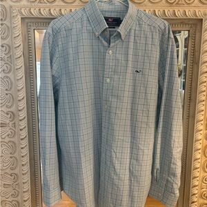 Vineyard Vines Men’s Blue Plaid Button-Down Shirt